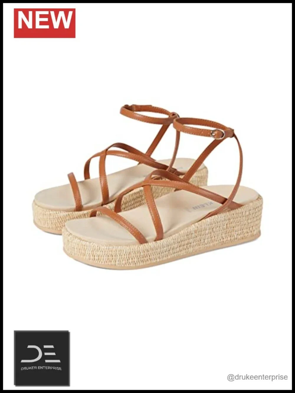 Womens Vizzy Platform Wedge Sandals Ankle Strap Buckle Leather
